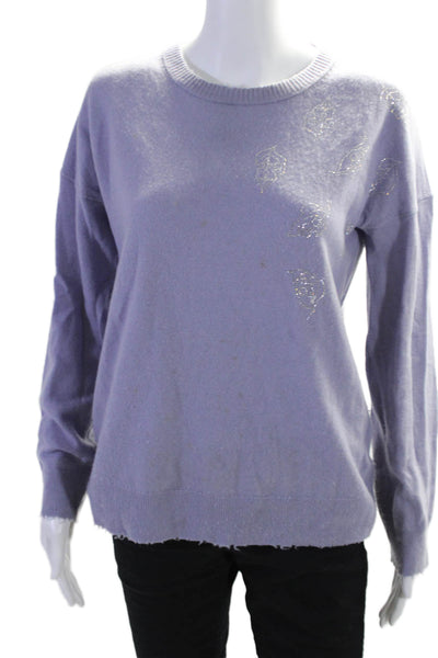 Zadig & Voltaire Women's Long Sleeves Rhinestone Embellish Sweater Purple Size M