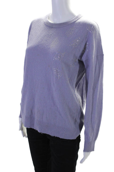 Zadig & Voltaire Women's Long Sleeves Rhinestone Embellish Sweater Purple Size M