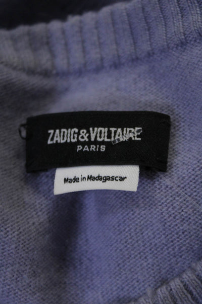 Zadig & Voltaire Women's Long Sleeves Rhinestone Embellish Sweater Purple Size M