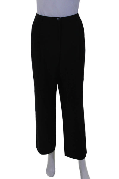 Armani Collezioni Womens Black Wool Three Button Blazer Pants Suit Set Size 44