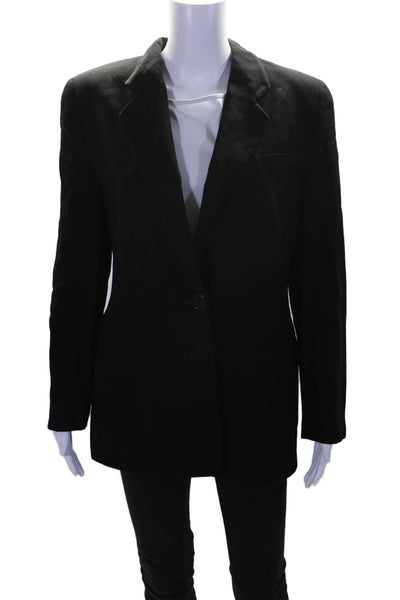 Armani Collezioni Womens Black One Button Long Sleeve Lined Blazer Size 42