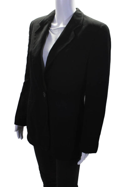 Armani Collezioni Womens Black One Button Long Sleeve Lined Blazer Size 42