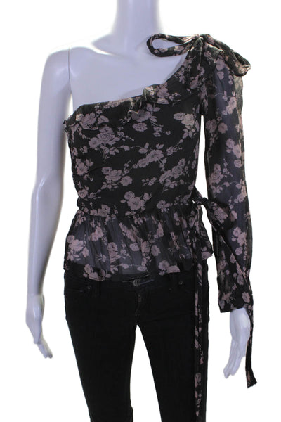 For Love And Lemons Womens Silk Black Floral Halter Sleeveless Crop Top Size XS