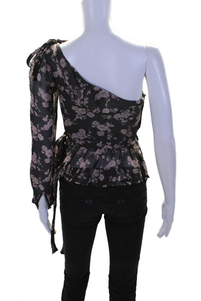 For Love And Lemons Womens Silk Black Floral Halter Sleeveless Crop Top Size XS