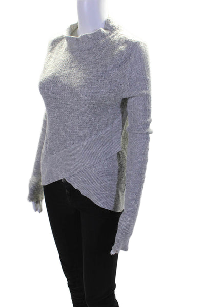 Free People Womens Long Sleeve Open Knit Crew Neck Sweater Gray Linen Size Small