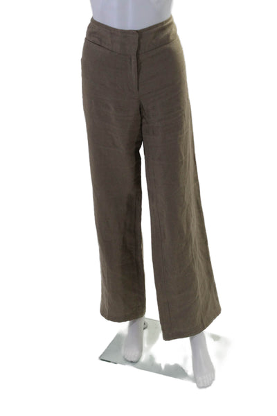 Eileen Fisher Women's Hook Closure Linen Wide Leg Pants Brown Size 6