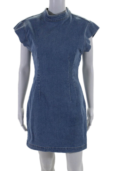 Isabel Marant Womens Cotton Backless Tapered Waist Short Denim Dress Blue Size 3