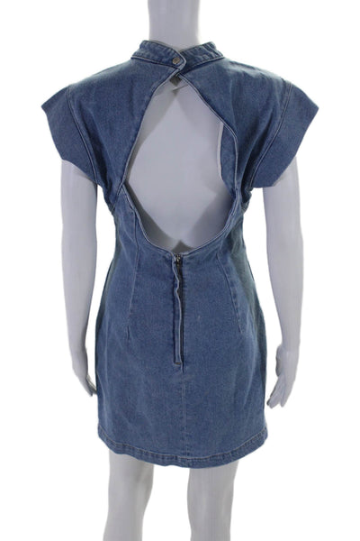 Isabel Marant Womens Cotton Backless Tapered Waist Short Denim Dress Blue Size 3