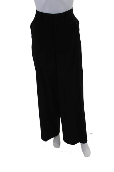 Ganni Womens Textured Zip Buckle Lined Dress Wide Leg Trousers Black Size 38