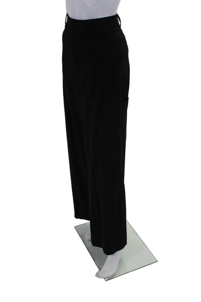 Ganni Womens Textured Zip Buckle Lined Dress Wide Leg Trousers Black Size 38