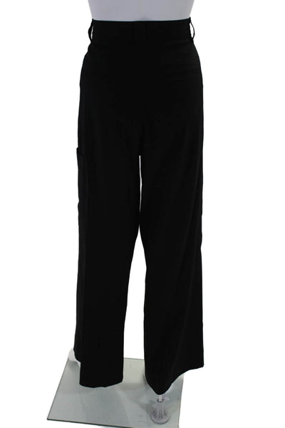 Ganni Womens Textured Zip Buckle Lined Dress Wide Leg Trousers Black Size 38