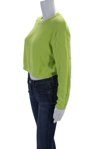 French Connection Womens Cotton Long Sleeve Crop Sweater Lime Green Size S