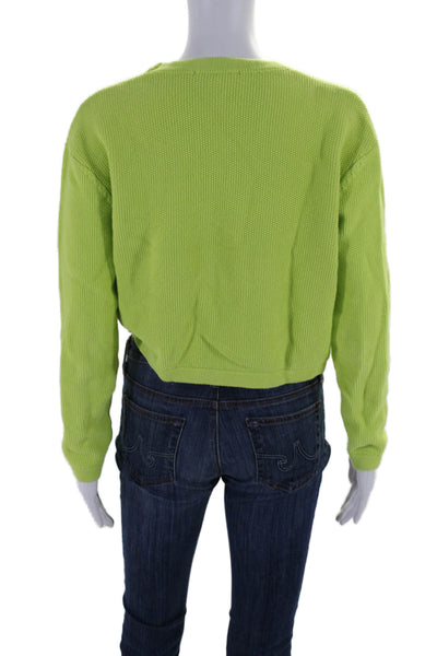 French Connection Womens Cotton Long Sleeve Crop Sweater Lime Green Size S