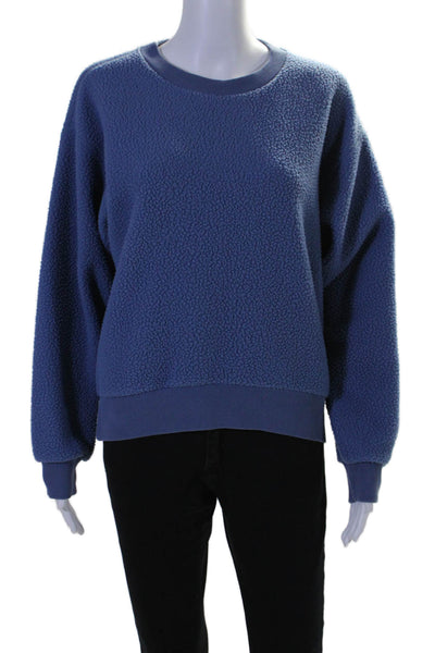 Everlane Womens Blue Fuzzy Crew Neck Long Sleeve Pullover Sweatshirt Size M