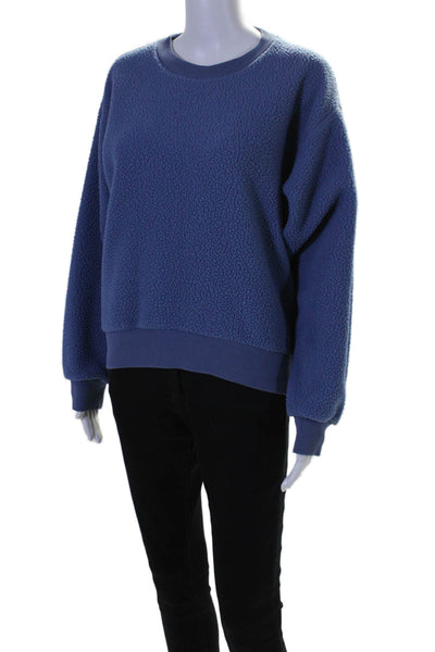 Everlane Womens Blue Fuzzy Crew Neck Long Sleeve Pullover Sweatshirt Size M