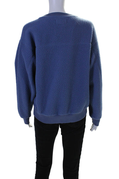 Everlane Womens Blue Fuzzy Crew Neck Long Sleeve Pullover Sweatshirt Size M