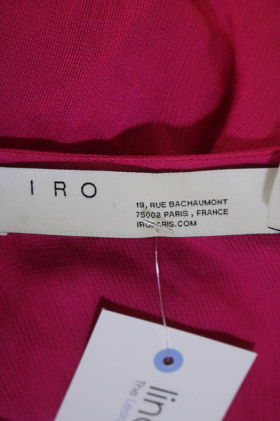 IRO Womens Textured V-neck Short Sleeve Ruffle Tier Blouse Pink Size EUR 34