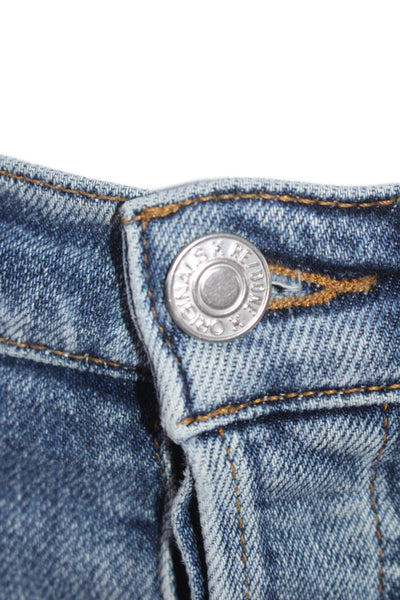 Re/Done Womens Cotton Button Zip Skinny Light Wash Denim Jeans Blue Size 24