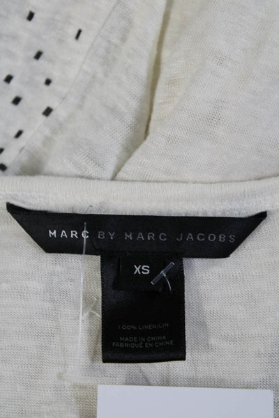 Marc By Marc Jacobs Womens Short Sleeve Pixel Houndstooth Shirt White Gray XS