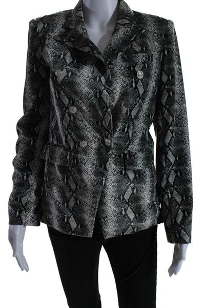 Generation Love Womens Double Breasted Snake Print Jacket Gray Black Size Small