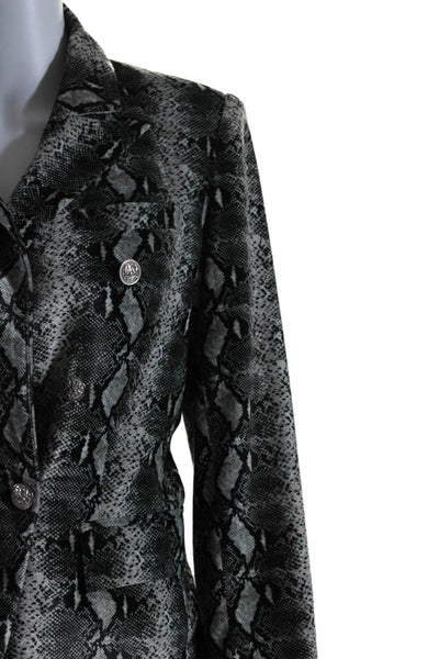 Generation Love Womens Double Breasted Snake Print Jacket Gray Black Size Small