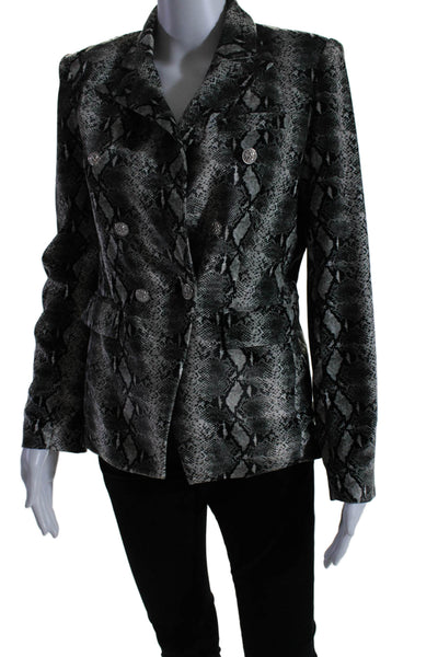 Generation Love Womens Double Breasted Snake Print Jacket Gray Black Size Small
