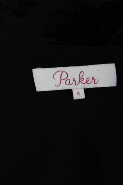 Parker Womens Spaghetti Strap One Shoulder Velvet Printed Top Black Size Small