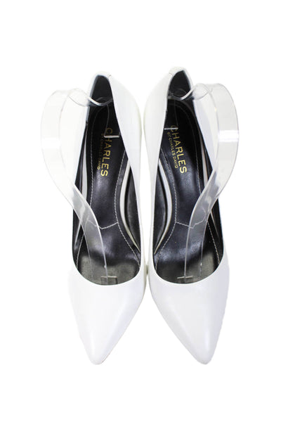 Charles by Charles David Womens Stiletto Pointed Toe Pumps White Leather Size 9M