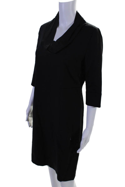 J Crew Womens Wool Short Sleeve Cowl Neck Sheath Dress Black Size 6