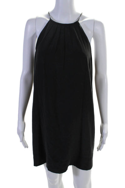 Joie Womens Silk Pleated halter Neck Shift Dress Black Size S