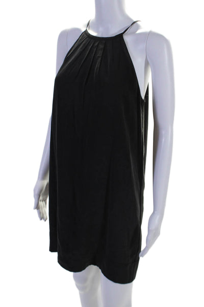 Joie Womens Silk Pleated halter Neck Shift Dress Black Size S