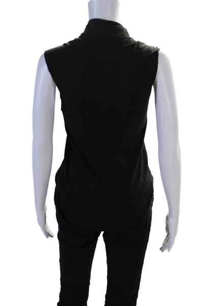 Theory Womens Cotton Sleeveless V Neck Blouse Black Size S