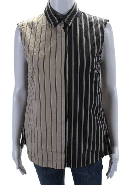 Akris Punto Women's Collared Sleeveless Button Down Shirt Striped Size 6