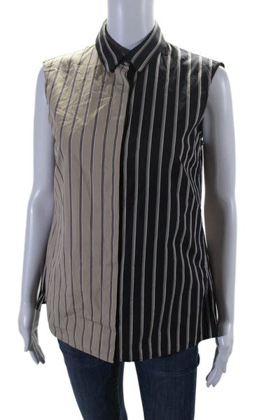 Akris Punto Women's Collared Sleeveless Button Down Shirt Striped Size 6