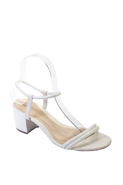 Schutz Womens Open Toe Ankle Strap Mid Block Heel Leather White Size 6.5