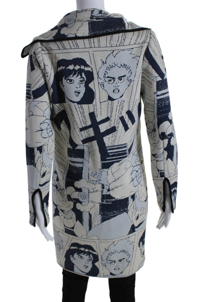 Loewe x Gundam Womens Button Front Manga Knit Coat Blue White Size Small