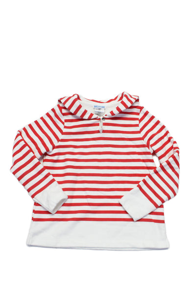 Jacadi Girls Collared Long Sleeves T-Shirt Red White Striped Size 8