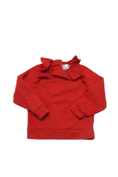 Jacadi Girls Ruffle Collared Long Sleeves Basic Blouse Red Size 8