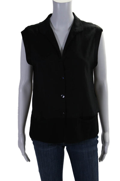 Alice Roi Womens Button Down Collared Sleeveless Tank Top Black Size 10