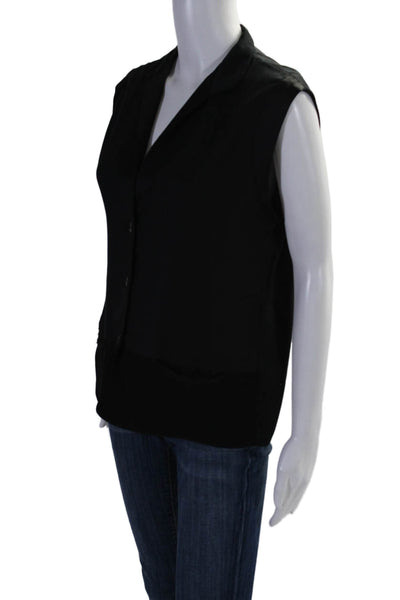 Alice Roi Womens Button Down Collared Sleeveless Tank Top Black Size 10