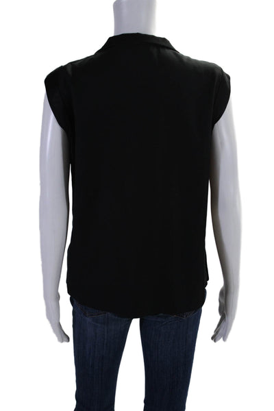 Alice Roi Womens Button Down Collared Sleeveless Tank Top Black Size 10
