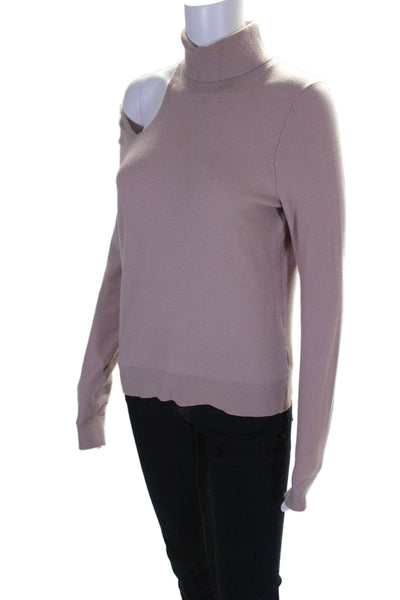 525 Womens Long Sleeve Cold Shoulder Turtleneck Sweater Pink Size Small