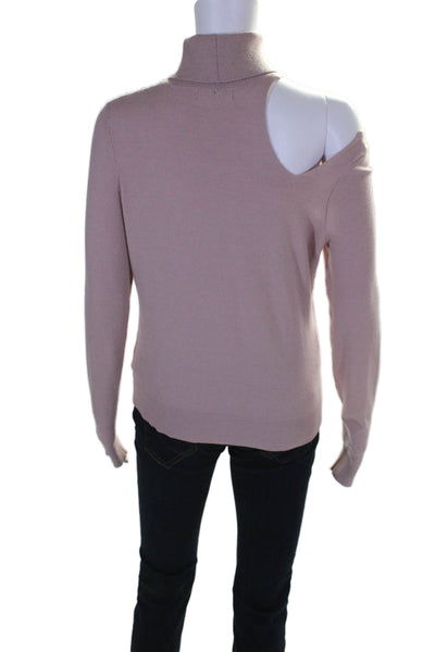 525 Womens Long Sleeve Cold Shoulder Turtleneck Sweater Pink Size Small