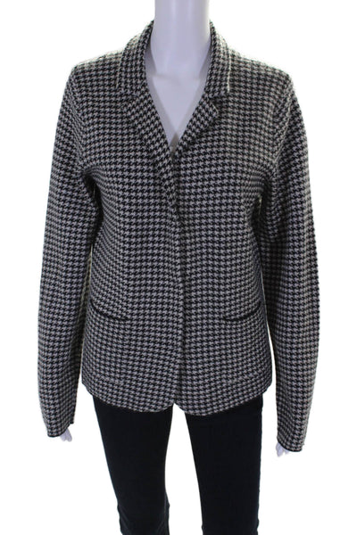 Damask Women's High Neck Long Sleeves Houndstooth Jacket Black Size L