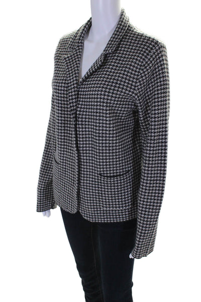 Damask Women's High Neck Long Sleeves Houndstooth Jacket Black Size L