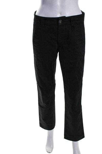 Marithe Francois Girbaud Womens Texture Button Straight Leg Pants Black Size 28