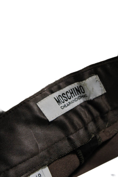 Moschino Cheap & Chic Womens Satin Texture Straight Leg Trousers Brown Size 6