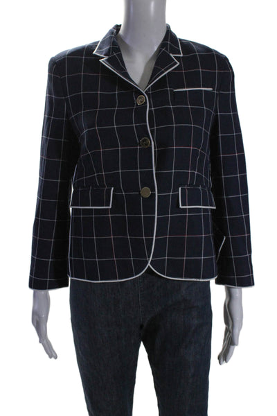 Thom Browne Women's Collared Long Sleeves Unlined Plaid Blazer Size 44