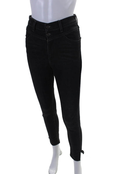 Levi Strauss & Co Womens Button Front Tapered Leg Skinny Jeans Black 27 in