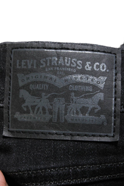 Levi Strauss & Co Womens Button Front Tapered Leg Skinny Jeans Black 27 in